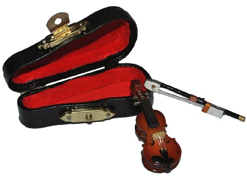 alles-meine.de GmbH 3 TLG. Set Violine mit Kasten + Bogen - Holz Miniatur Maßstab 1:12 - Geige Puppenhaus - Musikinstrument Musik Instrument Streichinstrument von alles-meine.de GmbH