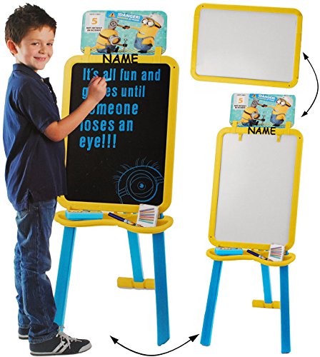 alles-meine.de GmbH 3 in 1: Schreibtafel/Maltafel/Staffelei - Minnion - Ich einfach unverbesserlich - incl. Name - 1,18 m hoch - doppelseitig - Set mit Zubehör - Standtaf.. von alles-meine.de GmbH