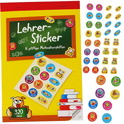 alles-meine.de GmbH 320 Stück Lehrersticker - Belobigungs Sticker- 16 Verschiedene Motive - Kita/Kindergarten - Vorschule/Schule - Lehre & Uni - Prüfung - z.B. für Schu.. von alles-meine.de GmbH