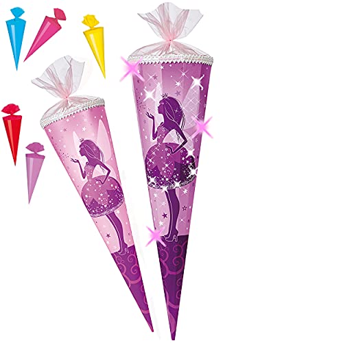 alles-meine.de GmbH 3D Glitzer Effekt ! - Schultüte + 5 kleine Zuckertüten - Elfenkönigin - Fee Schmetterling - 35-100 cm - Größe wählbar - rund - Tüllabschluß - Zuckertüte - m.. von alles-meine.de GmbH