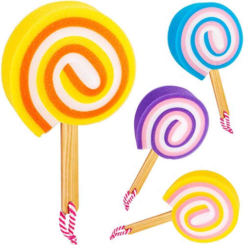 alles-meine.de GmbH 4 Stück Badeschwamm - Farbwahl - Duschschwamm/Rückeneinseifer - EIS & Lolli - bunt - Schwamm - für Kinder & Erwachsene - extra lang zum Rücken Einseifen -.. von alles-meine.de GmbH