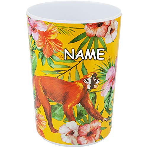 alles-meine.de GmbH 4 Stück Trinkbecher/Becher - Dschungel Tiere & Safari - AFFE - inkl. Name - 400 ml - BPA frei - auch als Zahnputzbecher/Malbecher/Eisbecher/Joghurtb.. von alles-meine.de GmbH