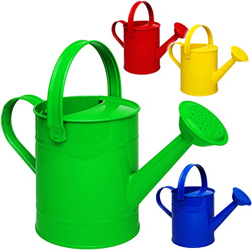 alles-meine.de GmbH 4 Stück kleine Gießkannen - Metall - bunter Farb-Mix - 1,5 Liter - für Kinder & Erwachsene - 23 cm - Blech Kindergießkanne - Henkel beweglich - Giesskanne G.. von alles-meine.de GmbH