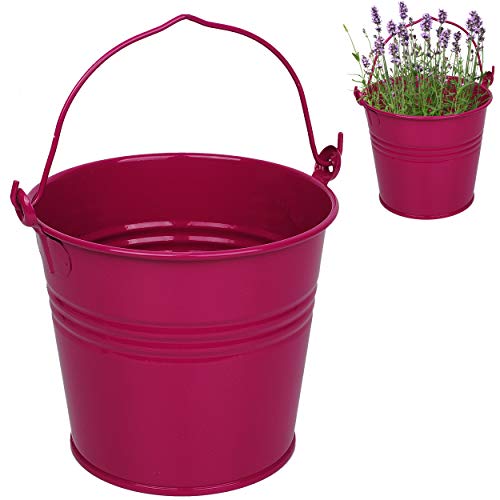 alles-meine.de GmbH 4 Stück kleine - Metall Eimer/Blumentöpfe - pink/Purpur/violett/rosa - lila - 15 cm hoch - 2 Liter - rostfrei - Blech Eimer/Metalleimer - rund - m.. von alles-meine.de GmbH