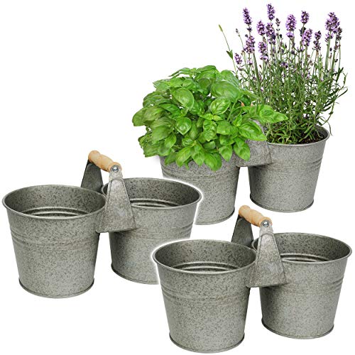 alles-meine.de GmbH 5 Stück Design - doppelte 2er - Blumentöpfe/Pflanzkübel/Pflanzschale - Metall - mit Holzgriff/Henkel - metallic grau/anthrazit - 34 cm - RUND - fros.. alles-meine.de GmbH 5 Stück Design - doppelte 2er - Blumentöpfe/Pflanzkübel/Pflanzschale - Metall - mit Holzgriff/Henkel - metallic grau/anthrazit - 34 cm - RUND - fros.. von alles-meine.de GmbH