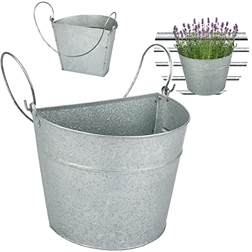 alles-meine.de GmbH 5 Stück Hänge - Töpfe/Blumentöpfe/Hängetöpfe Farbwahl Ø 22 cm - Metall - metallic grau/anthrazit - HALB RUND - Hängend/mit Haken & Halterung - A.. von alles-meine.de GmbH