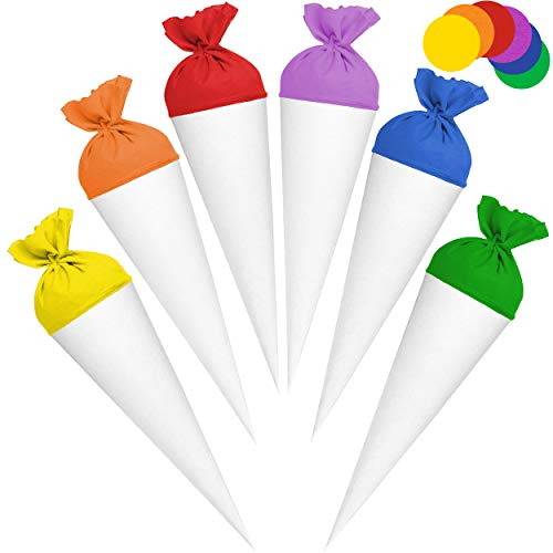 alles-meine.de GmbH 5 Stück Schultüten - 35 cm - einfarbig weiß - Filz - Abschluß - bunter Farb-Mix - Rohling - Basteltüte - Zuckertüten - rund - Dekoschultüte - Deko - Schultü.. von alles-meine.de GmbH