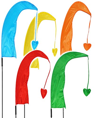 alles-meine.de GmbH 5 Stück XL - 1,5 m - Windfahnen/Balifahnen - bunter Farbmix - mit Fahnenstange - UV-beständig & wetterfest - Windrichtungsanzeige - aus Nylon/Flagge.. von alles-meine.de GmbH