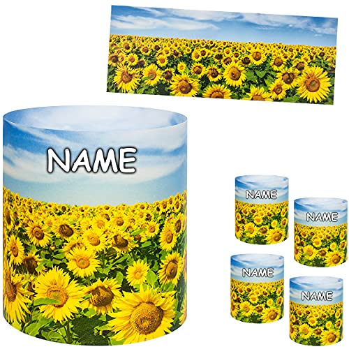 alles-meine.de GmbH 5 Stück - kleine Tischlichter Motiv frei wählbar Sonnenblumen inkl. Name - 10 cm - Licht - für Teelichter/Batterie LED Lichter & Kerzen - Windlicht - .. von alles-meine.de GmbH