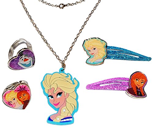alles-meine.de GmbH 5 TLG. Set: Halskette + Haarschmuck + Ringe - die Eiskönigin - Frozen - für Mädchen/Kinder - Schmuck Haarschmuck - Accessoires Haarspangen - Haarclips -.. von alles-meine.de GmbH