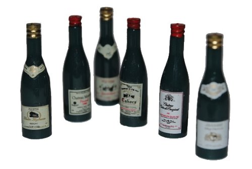 alles-meine.de GmbH 6 Flaschen Miniatur - Flasche Wein Champagner Sekt - Weinflaschen - Getränk Getränke Set Weinflasche für Küche - Puppenstube Küche - Maßstab 1:12 von alles-meine.de GmbH