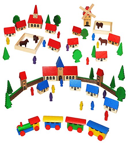 alles-meine.de GmbH 64 TLG. Set: Dorf mit Eisenbahn, Windmühle, Schule, Häuser & Bäume, Figuren und Zäune - aus Holz - Baukasten - Original Erzgebirge - ideal für Holzeisenbahn G.. alles-meine.de GmbH 64 TLG. Set: Dorf mit Eisenbahn, Windmühle, Schule, Häuser & Bäume, Figuren und Zäune - aus Holz - Baukasten - Original Erzgebirge - ideal für Holzeisenbahn G.. von alles-meine.de GmbH