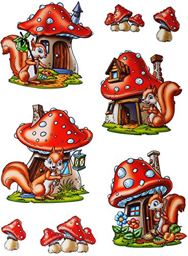 alles-meine.de GmbH 8 TLG. Set Fensterbilder - Eichhörnchen mit Pilz - Herbst/Blätter - Laubblätter - statisch haftend - selbstklebend + wiederverwendbar/Sticker Fenste.. von alles-meine.de GmbH
