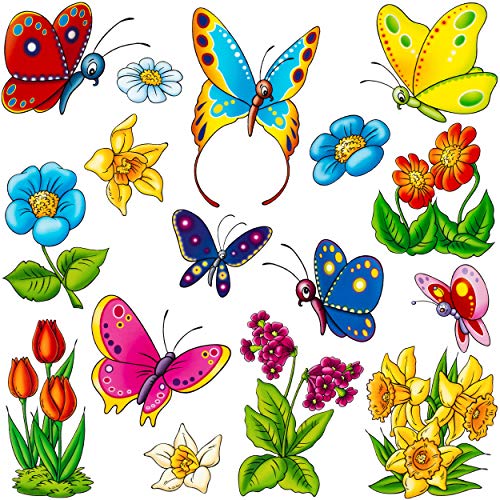 alles-meine.de GmbH 8 TLG. Set - Fensterbilder Motivwahl Blumen & Schmetterlinge - statisch haftend - selbstklebend + wiederverwendbar - Set Sticker Fenstersticker Aufkleber .. von alles-meine.de GmbH