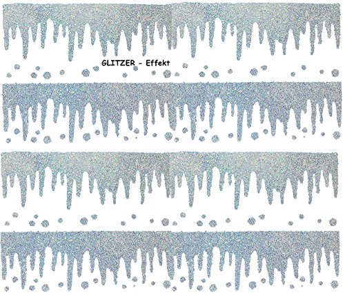 alles-meine.de GmbH 80 cm Fensterbilder - Glitzer/Glitter - Eiszapfen/Eiskristalle/Winter - statisch haftend - Weihnachten/Schnee - selbstklebend + wiederverwendbar.. von alles-meine.de GmbH
