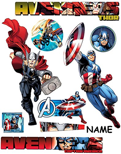 alles-meine.de GmbH 9 TLG. Set XL Fensterbilder Avenger/Thor & Captain America - incl. Name - Sticker Fenstersticker Aufkleber - selbstklebend + wiederverwendbar - 68 c.. von alles-meine.de GmbH