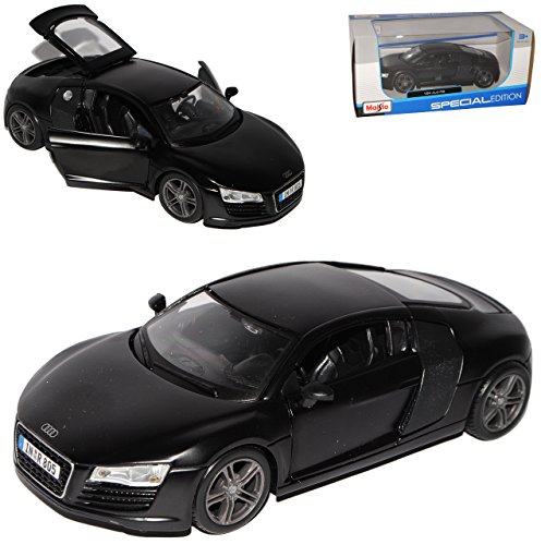 alles-meine.de GmbH A*U*D*I R8 Matt Schwarz Coupe Ab 2006 1/24 Modell Auto mit individiuellem Wunschkennzeichen von alles-meine.de GmbH
