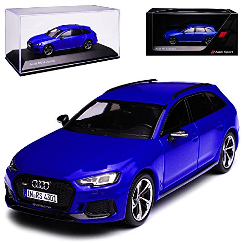 alles-meine.de GmbH A*u*d*i A4 RS4 B9 Avant Kombi Nogaro Blau Ab 2015 1/43 Spark Modell Auto mit individiuellem Wunschkennzeichen von alles-meine.de GmbH