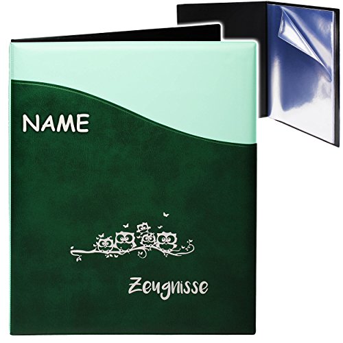 alles-meine.de GmbH A4 - Zeugnismappe/Dokumentenmappe - Zeugnisse lustige Eulen & Schmetterlinge - Kunst-Leder Effekt - grün/Mint - inkl. Name - GEBUNDEN mit 20 FES.. alles-meine.de GmbH A4 - Zeugnismappe/Dokumentenmappe - Zeugnisse lustige Eulen & Schmetterlinge - Kunst-Leder Effekt - grün/Mint - inkl. Name - GEBUNDEN mit 20 FES.. von alles-meine.de GmbH