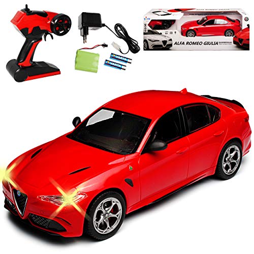 alles-meine.de GmbH Alfa Romeo Giulia Rot Ab 2016 2,4 GHz RC Funkauto mit Beleuchtung und Akkupack 1/14 Siva Modell Auto mit individiuellem Wunschkennzeichen von alles-meine.de GmbH
