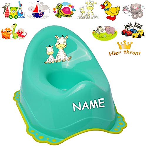 alles-meine.de GmbH Anti RUTSCH - Töpfchen/Nachttopf/Babytopf - türkis - blau - Mint Motiv-Mix - Jungen inkl. Name - Bieco - mit großer Lehne + Spritzschutz - rutschfest .. von alles-meine.de GmbH