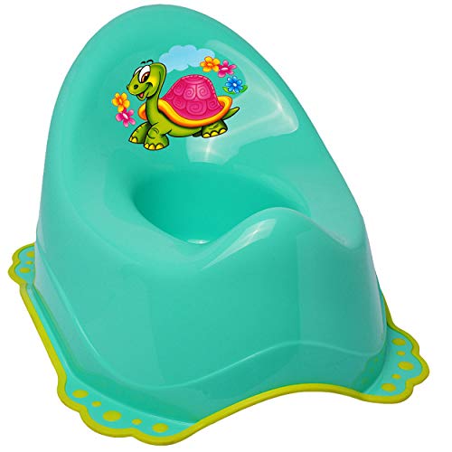 alles-meine.de GmbH Anti RUTSCH - Töpfchen/Nachttopf/Babytopf - türkis - blau - Mint Tiere - Schildkröte & Blumen Bieco - mit großer Lehne + Spritzschutz - rutschfest ant.. von alles-meine.de GmbH