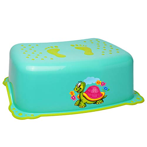 alles-meine.de GmbH Anti RUTSCH - Trittschemel/Tritthocker/Kindersitz - türkis - blau - Mint Tiere - Schildkröte & Blumen Bieco - Tritt - Kinderschemel & Kindertritt - bi.. von alles-meine.de GmbH