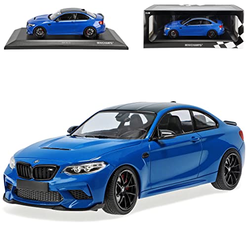 B-M-W 2er F22 M2 CS Coupe Blau mit Schwarzen Felgen Modell Ab 2013 Version 2019-2021 1/18 Minichamps Modell Auto mit individiuellem Wunschkennzeichen von alles-meine.de GmbH