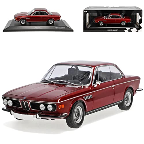 B-M-W E9 3.0 CSI Coupe Rot Metallic 1968-1975 1/18 Minichamps Modell Auto mit individiuellem Wunschkennzeichen von alles-meine.de GmbH