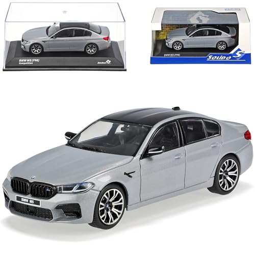 alles-meine.de GmbH B-M-W.5er G30 M5 F90 Competition Limousine Dark Frozen Grau 2017-2023 1/43 Solido Modell Auto mit individiuellem Wunschkennzeichen von alles-meine.de GmbH