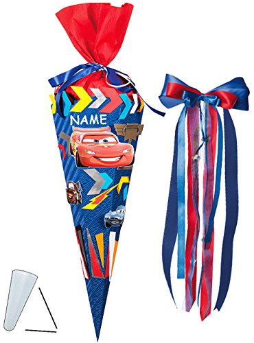alles-meine.de GmbH BASTELSET Schultüte - Cars - Lightning McQueen - 50 cm - incl. großer Schleife + Name - mit/ohne Kunststoff Spitze - Zuckertüte - Set zum selber Basteln.. von alles-meine.de GmbH