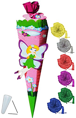 alles-meine.de GmbH BASTELSET Schultüte - Elfe - Schmetterlings Fee & Blumen - 85 cm - incl. Schleife - mit/ohne Kunststoff Spitze - Zuckertüte - Set zum selber Basteln - 6.. von alles-meine.de GmbH