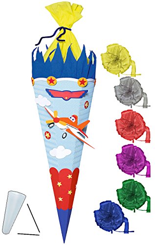alles-meine.de GmbH BASTELSET Schultüte - Flugzeug - Helikopter - 85 cm - incl. Schleife - mit/ohne Kunststoff Spitze - Zuckertüte - Set zum selber Basteln - 6 eckig/blau.. von alles-meine.de GmbH