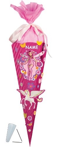 BASTELSET - Schultüte - MIA and ME 85 cm incl. Namen - mit/ohne Kunststoff Spitze - Zuckertüte Nestler - ALLE Größen - 6 eckig Mädchen Pferde Blumen Einhörn.. von alles-meine.de GmbH