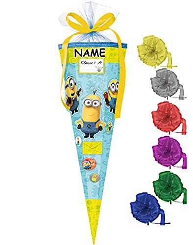 alles-meine.de GmbH BASTELSET Schultüte - Minnion - ich einfach unverbesserlich - 85 cm - incl. Name & Schleife - mit Kunststoff Spitze & Tüllverschluß - Zuckertüte - incl. R.. von alles-meine.de GmbH