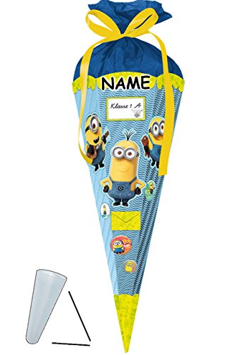 alles-meine.de GmbH BASTELSET Schultüte - Minnion - incl. Name - 85 cm - mit/ohne Kunststoff Spitze - Zuckertüte - incl. Rohling - Bastelschultüte - Set zum selber Basteln .. von alles-meine.de GmbH