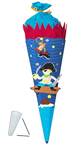 alles-meine.de GmbH BASTELSET Schultüte - Pirat - 85 cm - mit/ohne Kunststoff Spitze - Zuckertüte zum selber Basteln - 6 eckig Jungen Piraten Schatztruhe Schatz Seefahrer von alles-meine.de GmbH