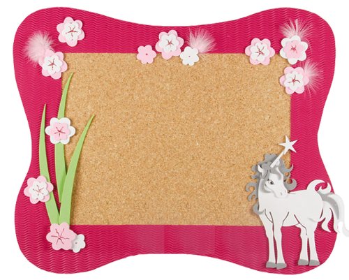 alles-meine.de GmbH Bastelset Pinnwand Kork - Einhorn Pferd - Korkplatte mit 6 Pins - Wandtafel Pinboard für Kinder Mädchen Einhörner Blumen von alles-meine.de GmbH