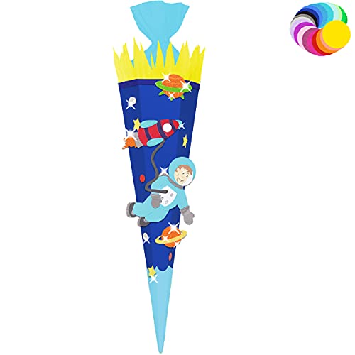 alles-meine.de GmbH Bastelset - Schultüte Farbe & Größe wählbar 70/85 / 100 cm - Astronaut & Rakete - Farbe frei wählbar - Bastelschultüte - Zuckertüte zum selber Basteln B.. von alles-meine.de GmbH