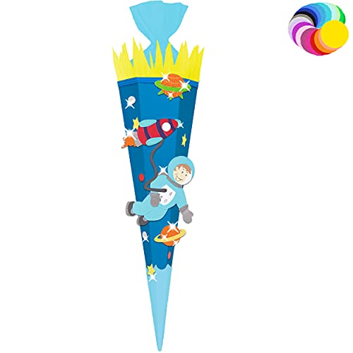 alles-meine.de GmbH Bastelset - Schultüte Farbe & Größe wählbar 70/85 / 100 cm - Astronaut & Rakete - Farbe frei wählbar - Bastelschultüte - Zuckertüte zum selber Basteln B.. von alles-meine.de GmbH