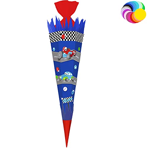 alles-meine.de GmbH Bastelset - Schultüte Farbe & Größe wählbar 70/85 / 100 cm - Auto - Rennwagen - Farbe frei wählbar - Bastelschultüte - Zuckertüte zum selber Basteln Bem.. von alles-meine.de GmbH