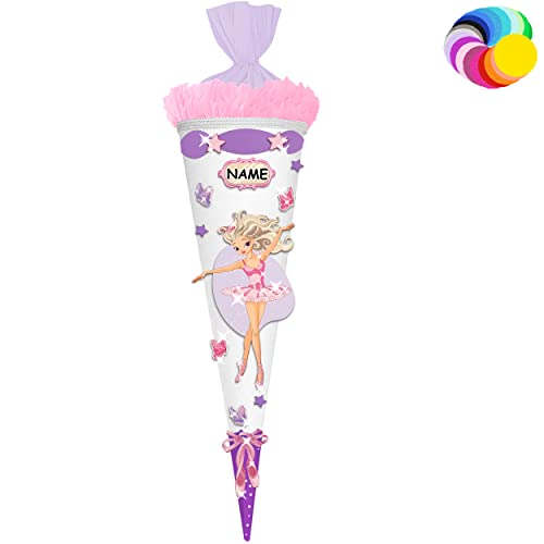 alles-meine.de GmbH Bastelset - Schultüte Farbe & Größe wählbar 70/85 / 100 cm - Ballerina & Tänzerin - inkl. Name - Farbe frei wählbar - Bastelschultüte - Zuckertüte zum s.. von alles-meine.de GmbH