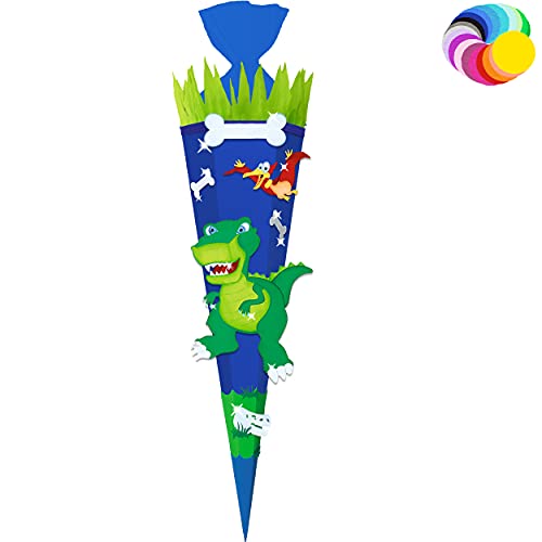 alles-meine.de GmbH Bastelset - Schultüte Farbe & Größe wählbar 70/85 / 100 cm - Dino - Dinosaurier - Farbe frei wählbar - Bastelschultüte - Zuckertüte zum selber Basteln B.. von alles-meine.de GmbH