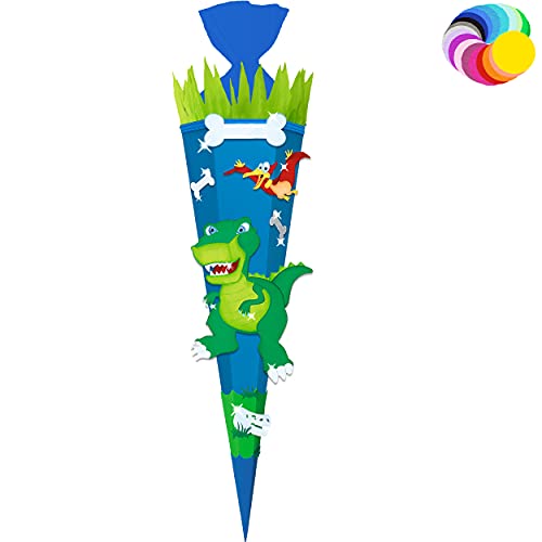 alles-meine.de GmbH Bastelset - Schultüte Farbe & Größe wählbar 70/85 / 100 cm - Dino - Dinosaurier - Farbe frei wählbar - Bastelschultüte - Zuckertüte zum selber Basteln B.. von alles-meine.de GmbH