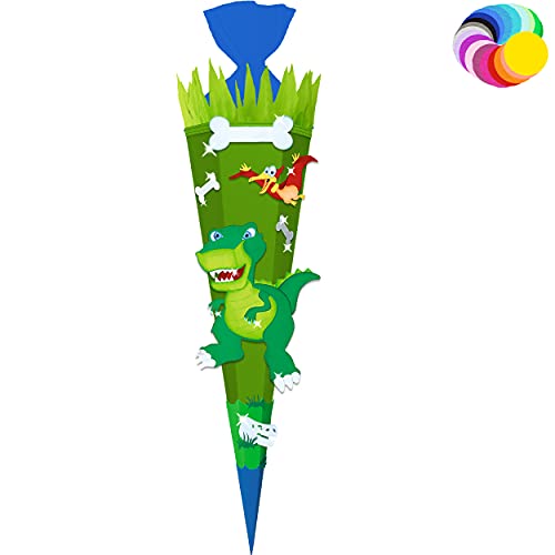 alles-meine.de GmbH Bastelset - Schultüte Farbe & Größe wählbar 70/85 / 100 cm - Dino - Dinosaurier - Farbe frei wählbar - Bastelschultüte - Zuckertüte zum selber Basteln B.. von alles-meine.de GmbH