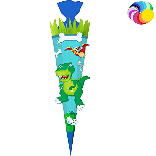alles-meine.de GmbH Bastelset - Schultüte Farbe & Größe wählbar 70/85 / 100 cm - Dino - Dinosaurier - Farbe frei wählbar - Bastelschultüte - Zuckertüte zum selber Basteln B.. von alles-meine.de GmbH