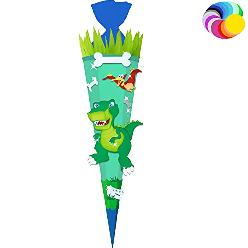 alles-meine.de GmbH Bastelset - Schultüte Farbe & Größe wählbar 70/85 / 100 cm - Dino - Dinosaurier - Farbe frei wählbar - Bastelschultüte - Zuckertüte zum selber Basteln B.. von alles-meine.de GmbH