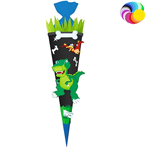 alles-meine.de GmbH Bastelset - Schultüte Farbe & Größe wählbar 70/85 / 100 cm - Dino - Dinosaurier - Farbe frei wählbar - Bastelschultüte - Zuckertüte zum selber Basteln B.. von alles-meine.de GmbH
