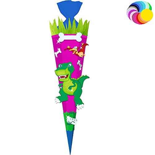 alles-meine.de GmbH Bastelset - Schultüte Farbe & Größe wählbar 70/85 / 100 cm - Dino - Dinosaurier - Farbe frei wählbar - Bastelschultüte - Zuckertüte zum selber Basteln B.. von alles-meine.de GmbH