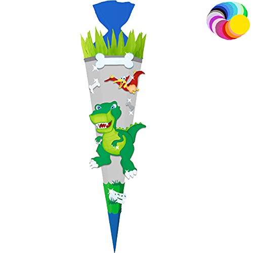 alles-meine.de GmbH Bastelset - Schultüte Farbe & Größe wählbar 70/85 / 100 cm - Dino - Dinosaurier - Farbe frei wählbar - Bastelschultüte - Zuckertüte zum selber Basteln B.. von alles-meine.de GmbH